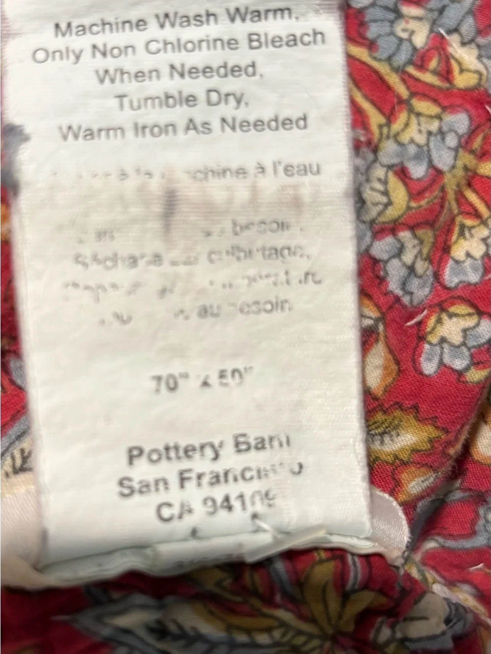Pottery Barn Reversible Floral Throw Quilt